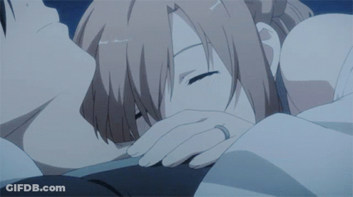 Two Anime Characters Laying In Bed GIF