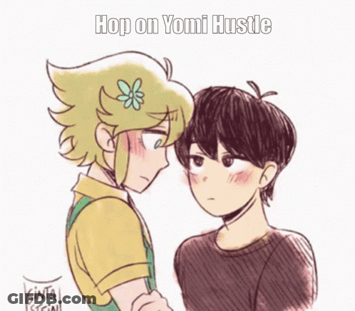 Two Anime Characters Looking At Each Other Hop On Yomi Hustle GIF