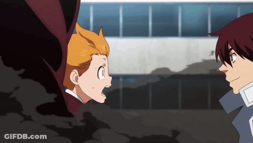 Two Anime Characters Looking At Each Other Surprised GIF