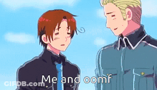 Two Anime Characters Me And Oomf Standing Together GIF