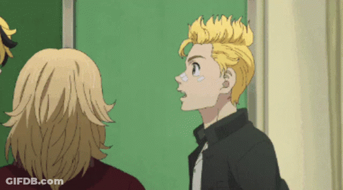 Two Anime Characters Next To Green Wall GIF
