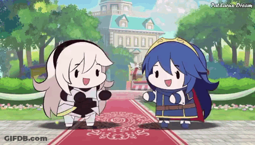 Two Anime Characters On Red Carpet GIF