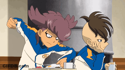 Two Anime Characters One Holding Cup At Table GIF