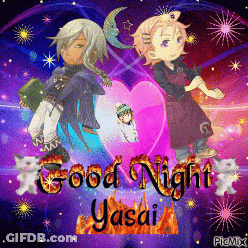 Two Anime Characters Saying Good Night Yasi GIF