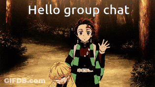 Two Anime Characters Saying Hello Group Chat GIF