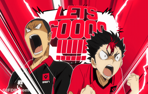 Two Anime Characters Screaming Lets Goooo GIF