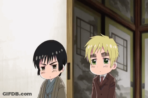 Two Anime Characters Standing Together GIF
