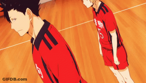 Two Anime Characters Standing Together GIF