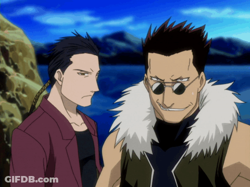 Two Anime Characters Standing Together GIF