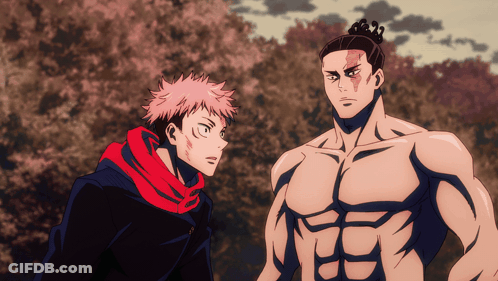 Two Anime Characters Standing Together One With Ponytail GIF