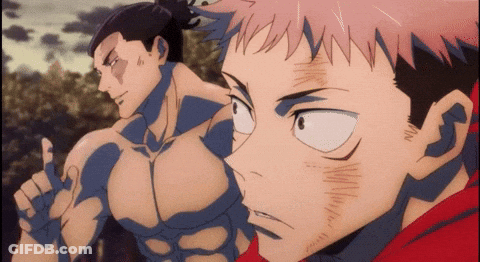 Two Anime Characters Standing Together GIF