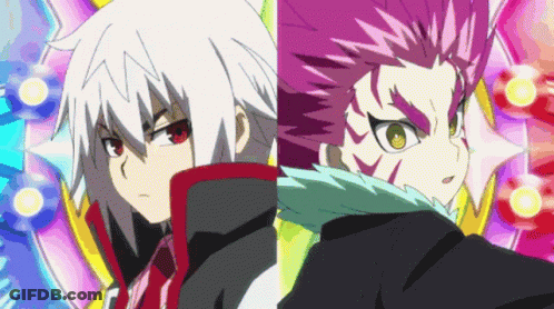 Two Anime Characters Standing Together GIF