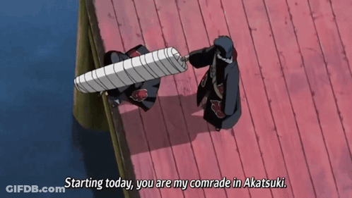 Two Anime Characters Starting Today You Are My Comrade In Akatsuki GIF