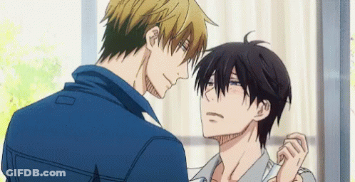 Two Anime Characters Touching Faces GIF