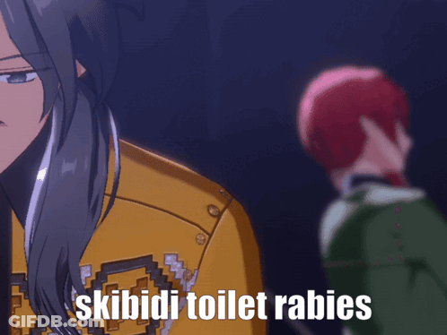 Two Anime Characters With Skibidi Toilet Rabies GIF