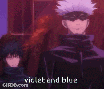 Two Anime Characters With Violet And Blue GIF