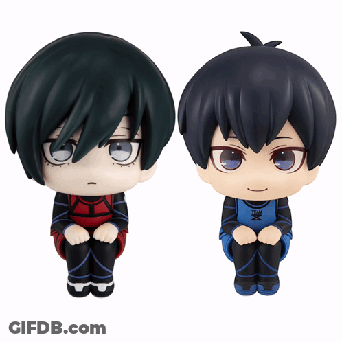Two Anime Figurines One With Team Shirt GIF