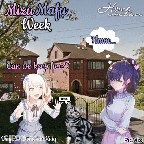 Two Anime Girls And A Cat Mizu Mafu Week GIF
