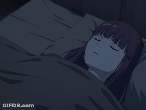 Two Anime Girls Are Sleeping In A Bed And One Of Them Is Yawning GIF