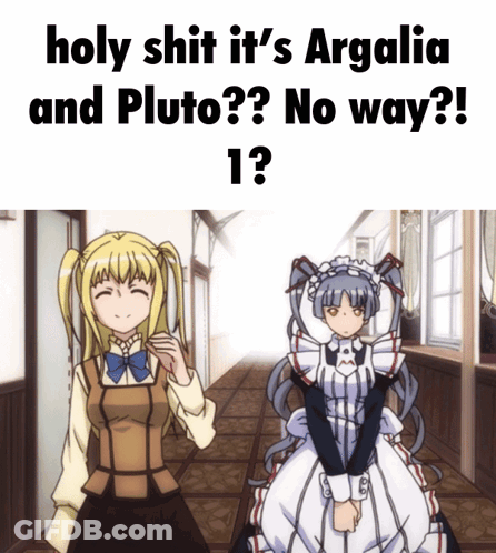 Anime Girls In Hallway With Shocking Text GIF