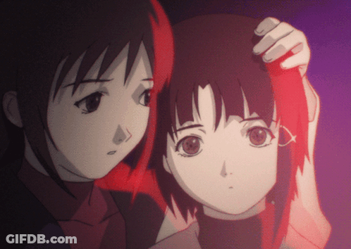 Two Anime Girls Are Standing Next To Each Other And One Is Holding The Other 'S Head GIF