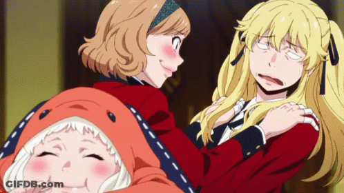 Two Anime Girls Are Standing Next To Each Other GIF