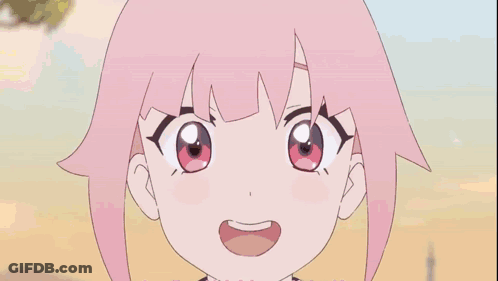 Two Anime Girls Are Standing Next To Each Other In A Field . One Of The Girls Has Glowing Eyes . GIF