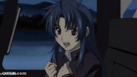Two Anime Girls Are Standing Next To Each Other With Marinas Written On The Bottom Right GIF