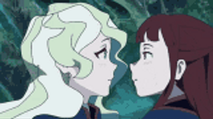 Two Anime Girls Beso GIF