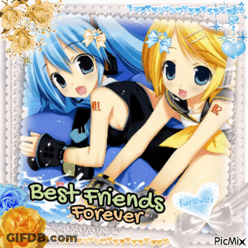 Two Anime Girls Best Friends Forever GIF