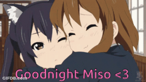 Two Anime Girls Hugging Goodnight Miso <3 GIF