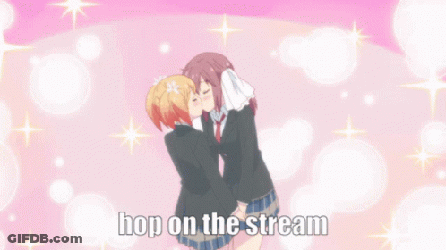 Two Anime Girls Kissing Hop On The Stream GIF