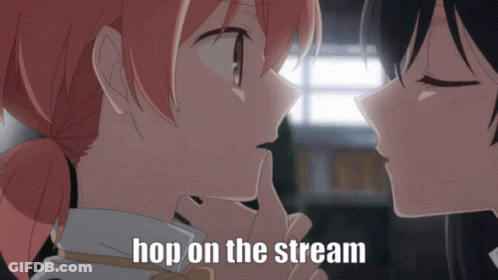 Two Anime Girls Kissing Hop On The Stream GIF