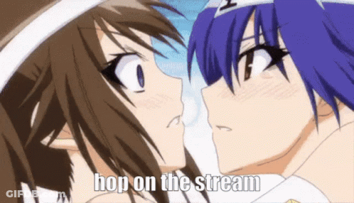 Two Anime Girls Kissing Hop On The Stream GIF