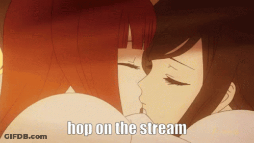 Two Anime Girls Kissing Hop On The Stream GIF