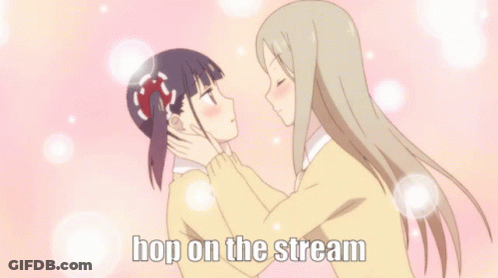 Two Anime Girls Kissing Hop On The Stream GIF