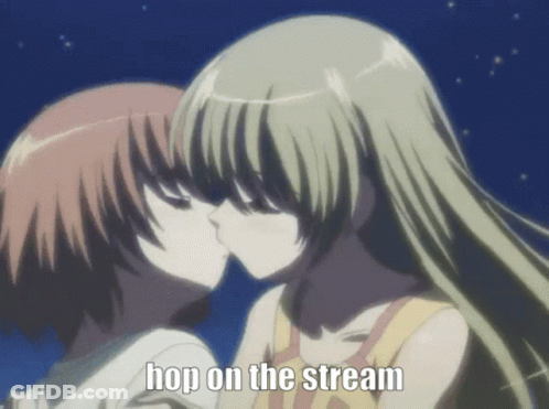 Two Anime Girls Kissing Hop On The Stream GIF