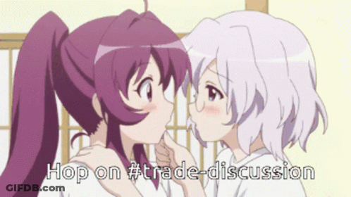 Two Anime Girls Kissing Hop On #Trade-Discussion GIF