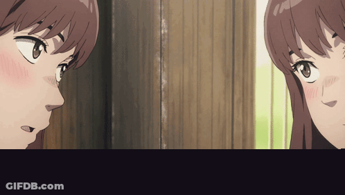Two Anime Girls Looking At Each Other GIF