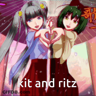 Two Anime Girls Making Heart With Hands Kit And Ritz GIF