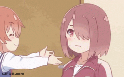 Two Anime Girls One Touching Other's Face GIF