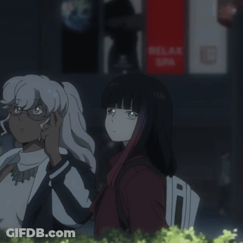 Two Anime Girls Relax Spa Sign GIF