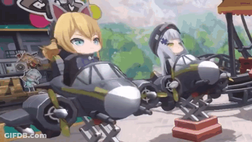 Two Anime Girls Riding Roller Coaster GIF