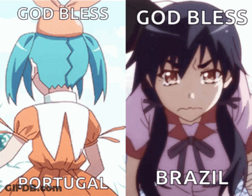 Two Anime Girls Saying God Bless Portugal And Brazil GIF