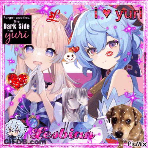 Two Anime Girls Saying I Love Yuri GIF