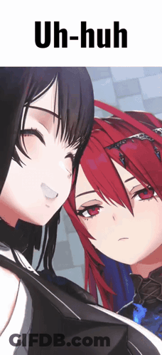 Two Anime Girls Saying Uh-Huh GIF