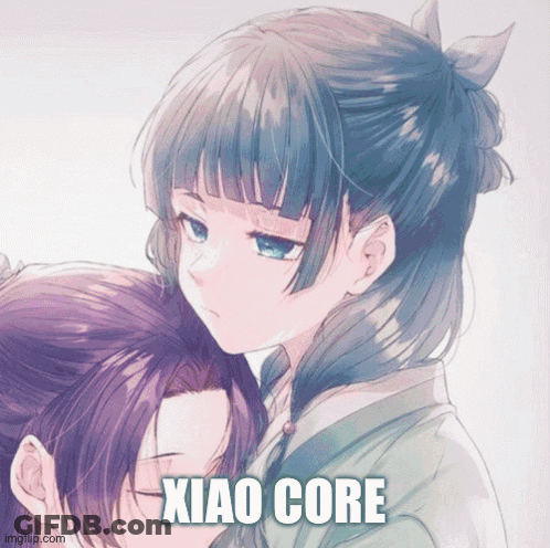 Two Anime Girls Saying Xiao Core GIF