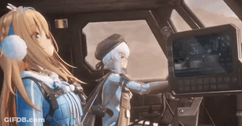 Two Anime Girls Sitting In Helicopter GIF