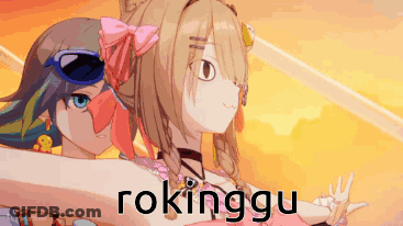 Two Anime Girls Standing Next To Each Other Rokinggu GIF