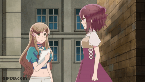 Two Anime Girls Standing GIF